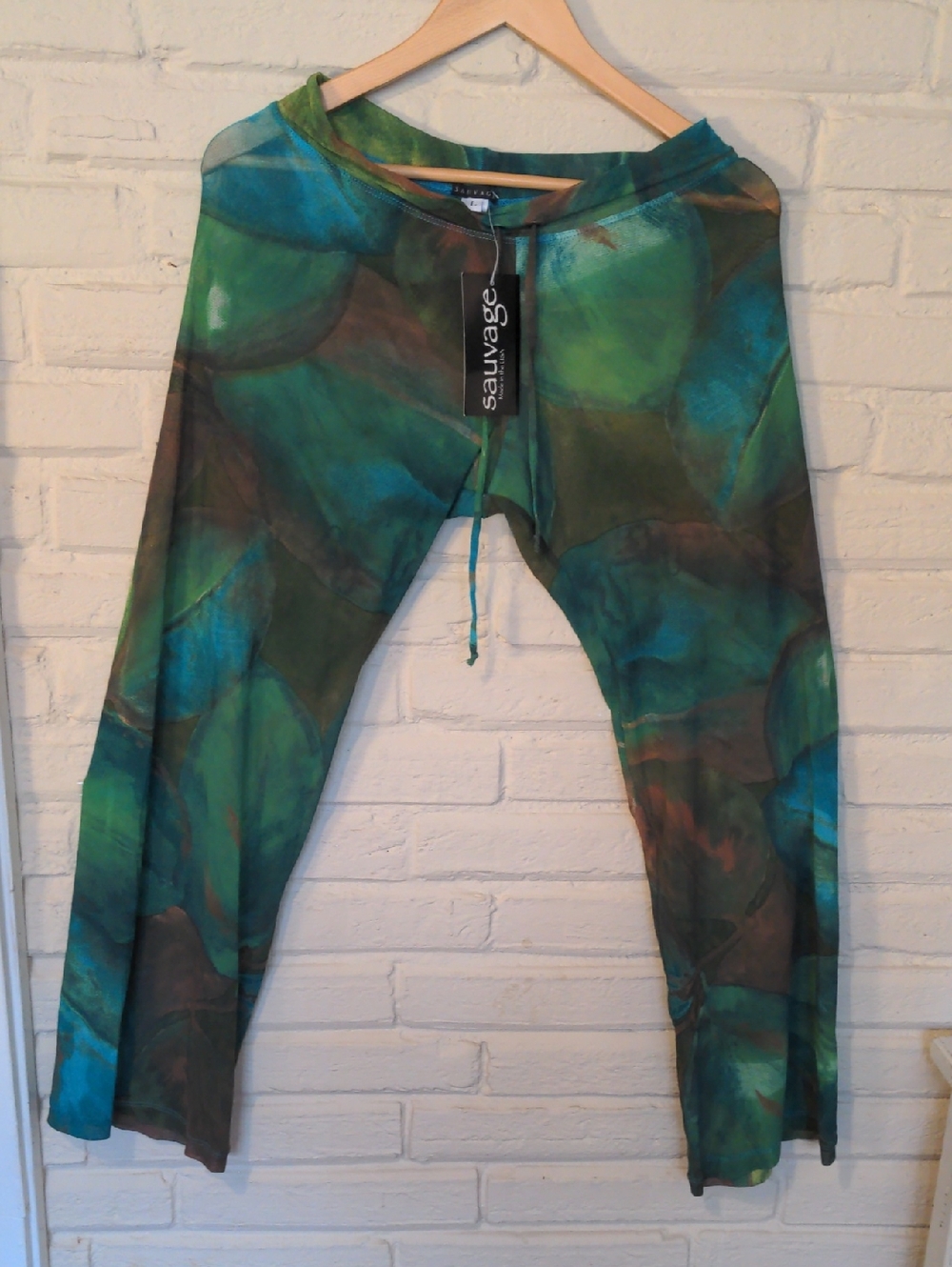 Sauvage Green-Blue Sheer Swim Coverup Pants